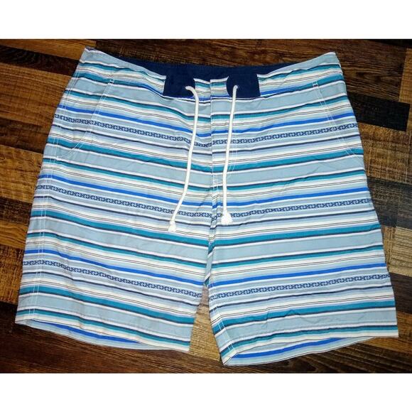 Pendleton Surf Mens Board Shorts Swimwear Size 38 Striped Dark Light Blue - Picture 1 of 4